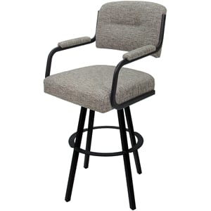 Pemberly Row Swivel Counter Metal 26&quot Bar Stool in Jetty June Khaki/Black