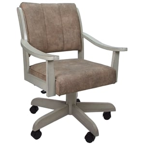 Pemberly Row Limited Solid Wood Dining Caster Chair in Ohio Dust Chestnut/ET