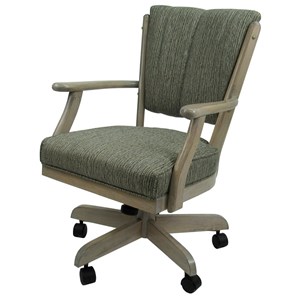 Pemberly Row Swivel Wood Dining Caster Chair on Wheels in Smoke Gray