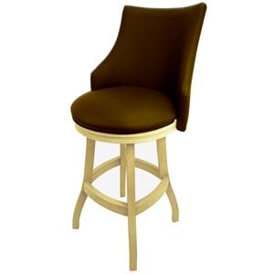 Pemberly Row Contemporary 30&quot Swivel Wood Bar Stool in Brown/Beige