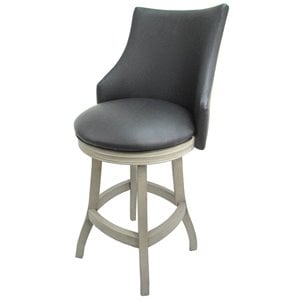 Pemberly Row 26&quot Swivel Wood Counter Stool in Gray/Antique White