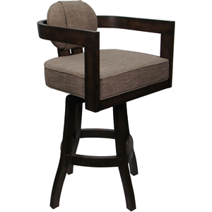 Pemberly Row 26&quot Swivel Wood Counter Stool in Basin Beige Fabric/Dark Walnut