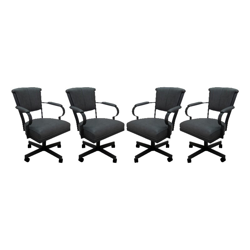 Pemberly Row Set of 4 Swivel Metal Caster Dining Chairs in Gray/Black