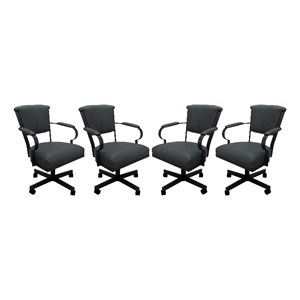 Pemberly Row Set of 4 Swivel Metal Caster Dining Chairs in Gray/Black