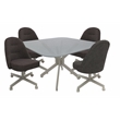 Pemberly Row Dinette Swivel Metal Caster Chairs Crackle Glass in Brown/Beige