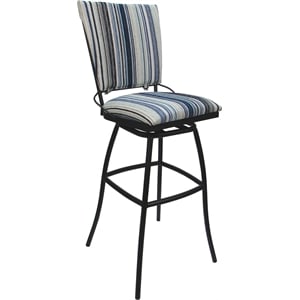 Pemberly Row Outdoor Indoor 30&quot Padded Back Armless Stool in Driftwood Blue/Gray
