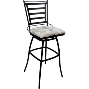 Pemberly Row Aluminum Outdoor Extra Tall 34&quot Armless Stool in Craft White/Black