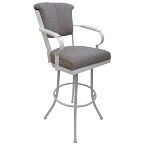 Pemberly Row Extra Tall 34&quot Metal Bar Stool with Wood Arm in Ash/White