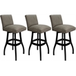 Pemberly Row Set of 3 Extra Tall Swivel Wood Stools in Plumley Cocoa/Black