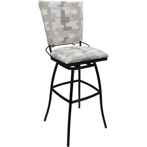 Pemberly Row Outdoor/Indoor Extra Tall Stool PB Armless in Craft White/Black