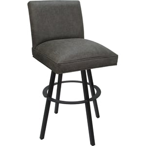 Pemberly Row Swivel Metal Extra Tall 34&quot Stool in Elk Charcoal Fabric/Gray