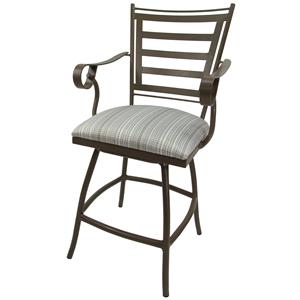 Pemberly Row Outdoor Swivel Counter 26&quot Stool in Natural Fun Cream/Beige