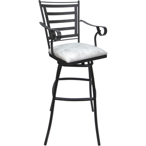 Pemberly Row 26&quot Outdoor Indoor Counter Stool with Arms in White Stone/Gray