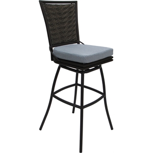 Pemberly Row Outdoor/Indoor Extra Tall Swivel Stool Armless in Blue & Dark Brown
