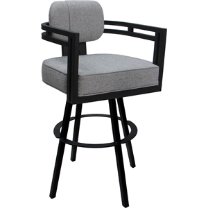 Pemberly Row 26&quot Swivel Metal Counter Stool in Hemsath Slate and Black
