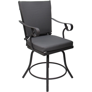 Pemberly Row Outdoor/Indoor Patio Dining Chair in Dark Gray Linen and Gray