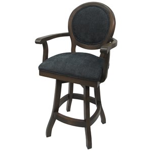 Pemberly Row 26&quot Swivel Solid Wood Counter Stool in Bella Charcoal