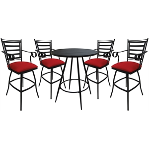 Pemberly Row Outdoor/Indoor 30&quot Pub Set with Bar Stools in Red and Black