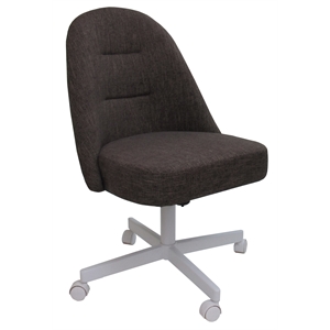 Pemberly Row Swivel Metal Dining Caster Chair in Sanora Brown and White