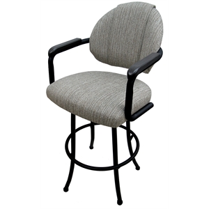Pemberly Row 26&quot Indoor Counter Metal Bar Stool with Upholstered Back in Black