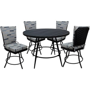Pemberly Row Outdoor/Indoor Patio Dining Set in Blue Beige and Black