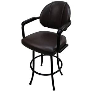 Pemberly Row 26&quot Swivel Metal Counter Bar Stool with Upholstered Seat in Black