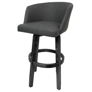 Pemberly Row 34&quot Extra Tall Swivel Wood Bar Stool in Charcoal Vinyl and Gray