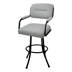 Pemberly Row 34&quot Swivel Extra Tall Metal Bar Stool in Hemsath Slate Gray & Black