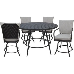 Pemberly Row Outdoor/Indoor Patio Dining Set in White Linen and Gray