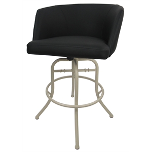 Pemberly Row 26&quot Swivel Tilt Counter Metal Bar Stool in Black Lava and Beige