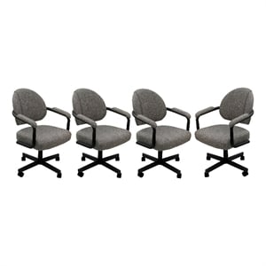 Pemberly Row Set of 4 Swivel Metal Dining Caster Chairs in Mojave Gray and Black
