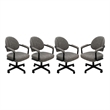 Pemberly Row Set of 4 Swivel Metal Dining Caster Chairs in Mojave Gray and Black