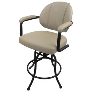 Pemberly Row 26&quot Vinyl Swivel Tilt Counter Stool in Ocean Beige and Black