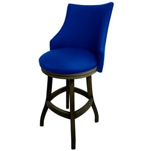Pemberly Row 30&quot Swivel Wood Bar Stool in Duke Blue and Dark Shadow