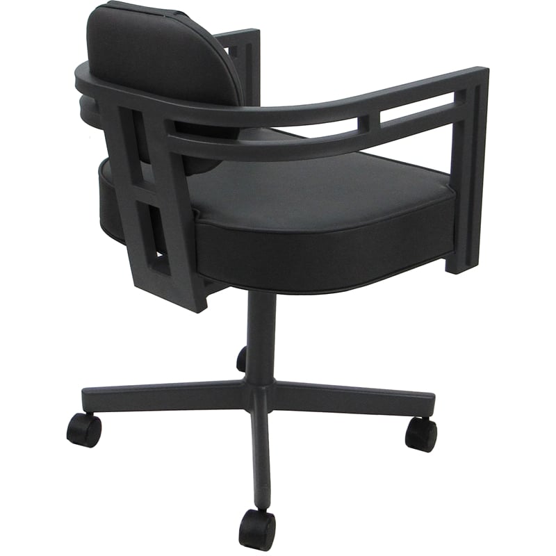 Pemberly Row Swivel Metal Dining Caster Chair in Gray Vinyl and Gray