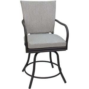 Pemberly Row Outdoor/Indoor Patio Dining Chair in White Linen and Gray