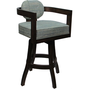 Pemberly Row Swivel Wood Counter Stool in Watusi Aquatint Teal and Dark Walnut