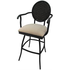 Pemberly Row 30&quot Swivel Bar Stool with Black Powder Coated Frame