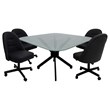 Pemberly Row Dinette Swivel Metal Caster Chairs in Crackle Glass and Black