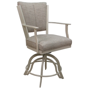 Pemberly Row 24&quot Swivel Tilt Metal Counter Stool in Beige Fabric and Beige