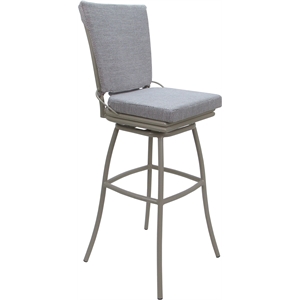 Pemberly Row Outdoor/Indoor 34&quot Swivel Extra Tall Stool Armless in Cream & Beige