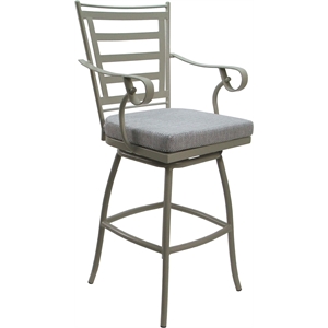 Pemberly Row Outdoor/Indoor 30&quot Swivel Bar Stool with Arms in Cream and Beige