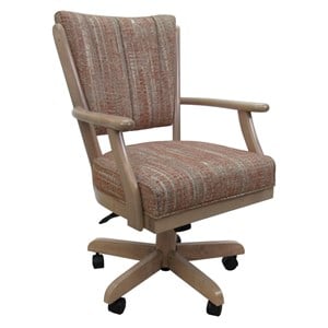 Pemberly Row Caster Solid Wood Dining Chair in Watusi Madder Red and White Wash