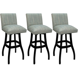 Pemberly Row Set of 3 Extra Tall Swivel Wood Stools in Watusi Teal and Black