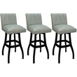 Pemberly Row Set of 3 Extra Tall Swivel Wood Stools in Watusi Teal and Black