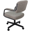 Pemberly Row Swivel Metal Dining Caster Chair in Jetty June Tan and Gray