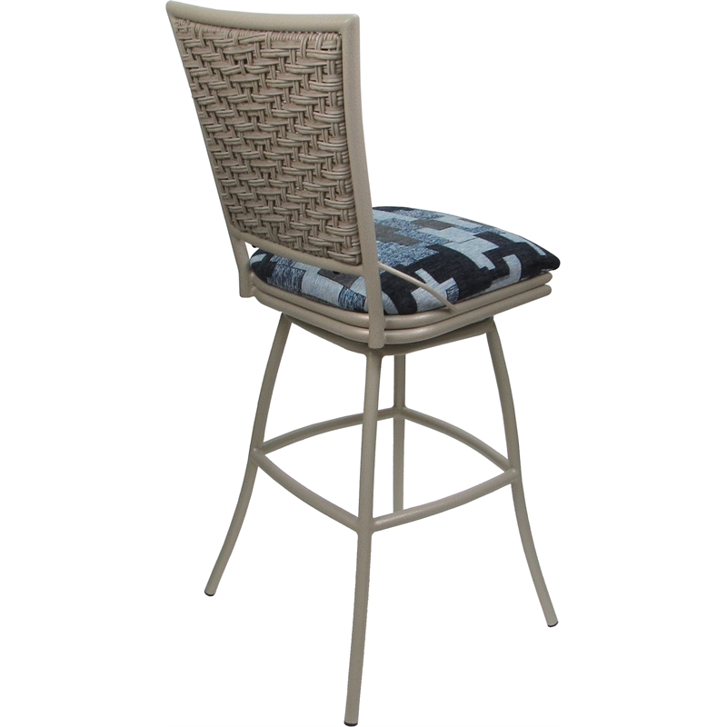 Pemberly Row Outdoor/Indoor Extra Tall Stool Armless in Craftsman Flint & Beige