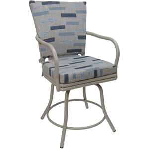 Pemberly Row Outdoor and Indoor Patio Swivel Dining Chair in Blue Beige