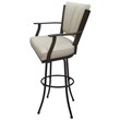 Pemberly Row Extra Tall Metal Bar Stool in Ocean Beige Vinyl and Coffee