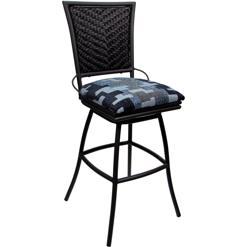 Pemberly Row Outdoor/Indoor Extra Tall Stool Armless in Craftsman Flint & Black